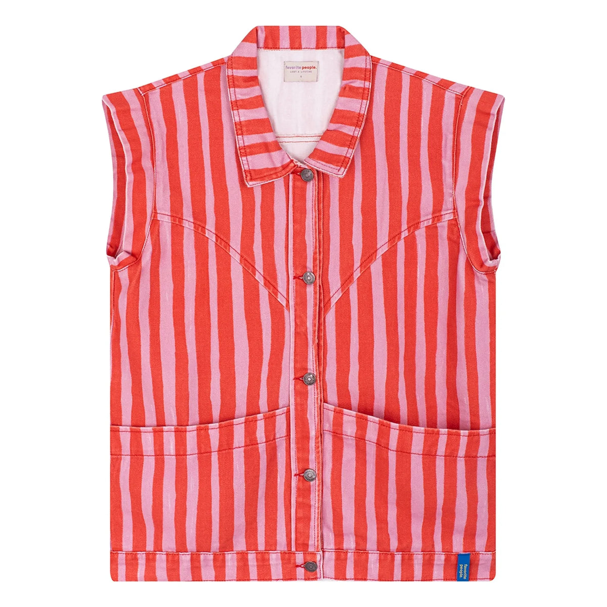 Favorite People - Striped Sleeveless Jacket - Women's Collection | Red