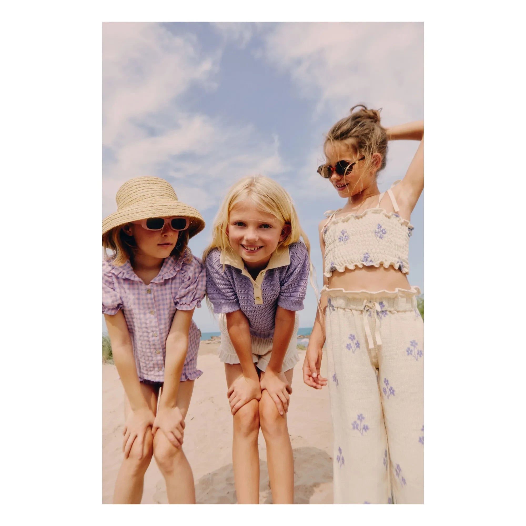 Mipounet - Olie Check Gathered Short Sleeve Dress | Lilac