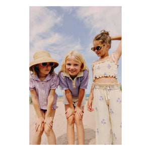 Mipounet - Olie Check Gathered Short Sleeve Dress | Lilac