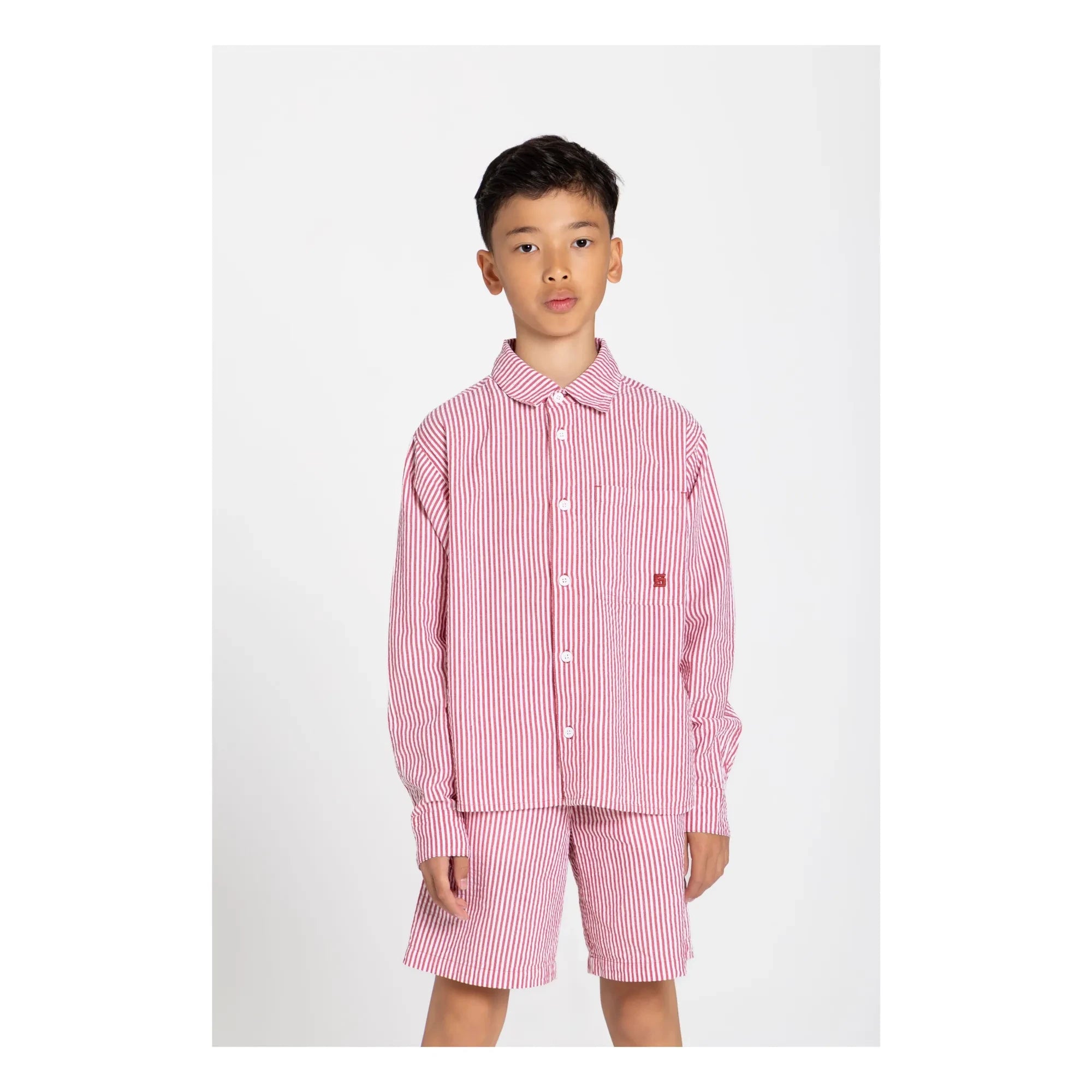 Smallable Kid - Striped Shirt | Cherry Red