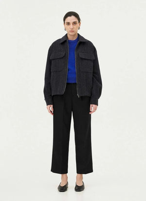 Noyoco - Kinsale Houndstooth Recycled Wool Jacket | Navy
