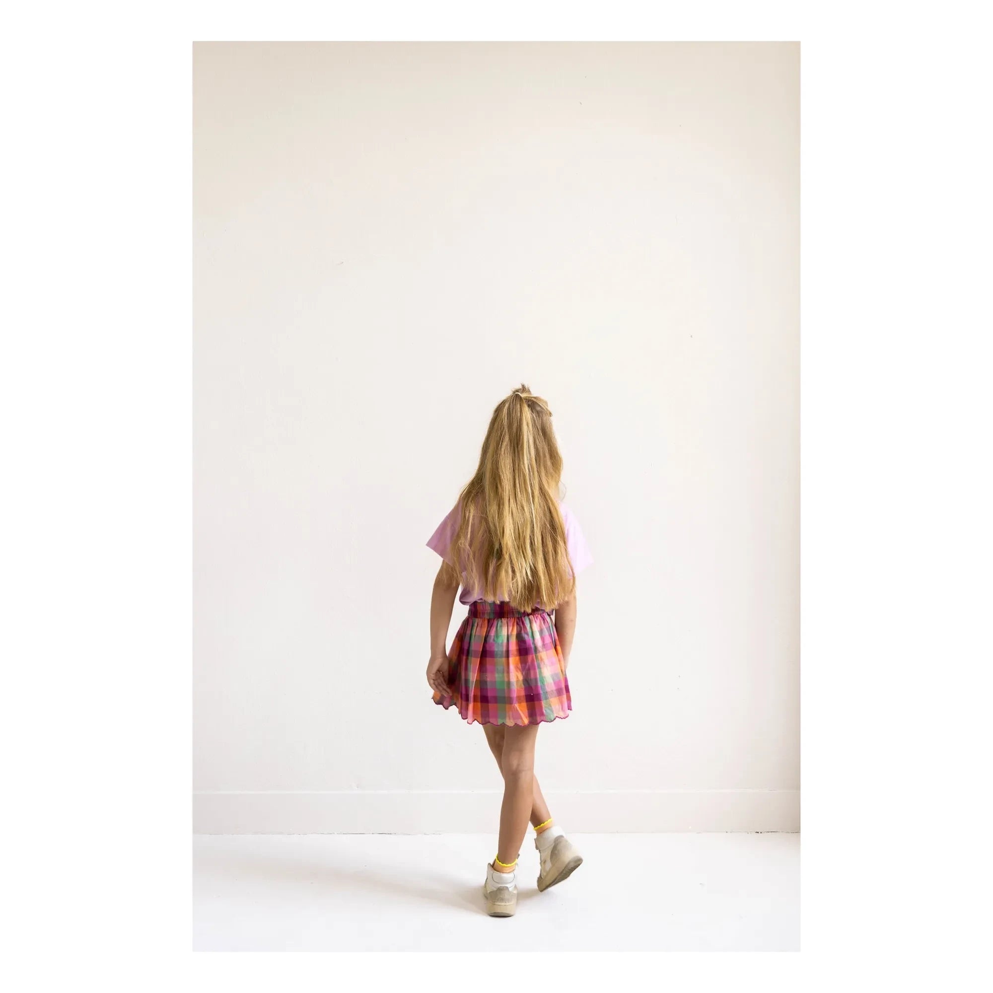 Jenest - Sara Organic Cotton Check Skirt | Fuchsia