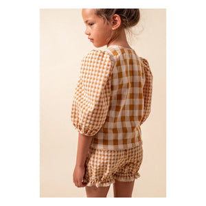 birinit - Vichy organic cotton blouse | Caramel