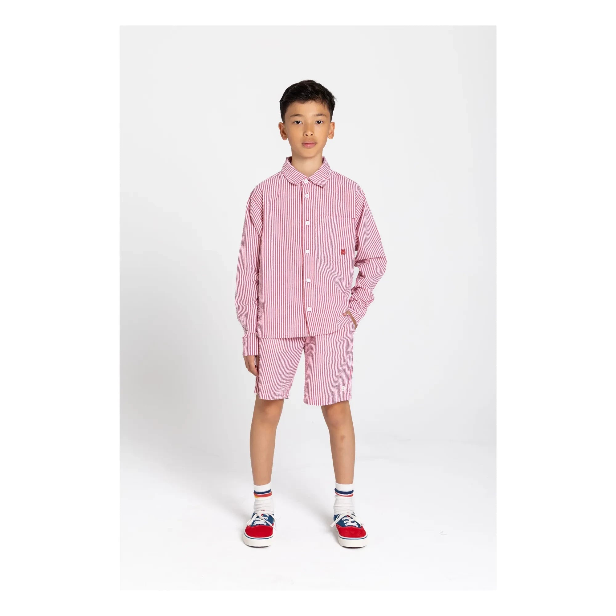 Smallable Kid - Striped Shirt | Cherry Red