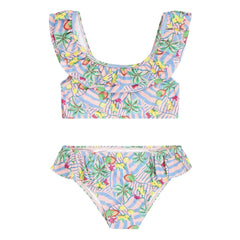 Tumble N'Dry - Bahia Palm Flounce Swimsuit Recycled Fibres | Light blue