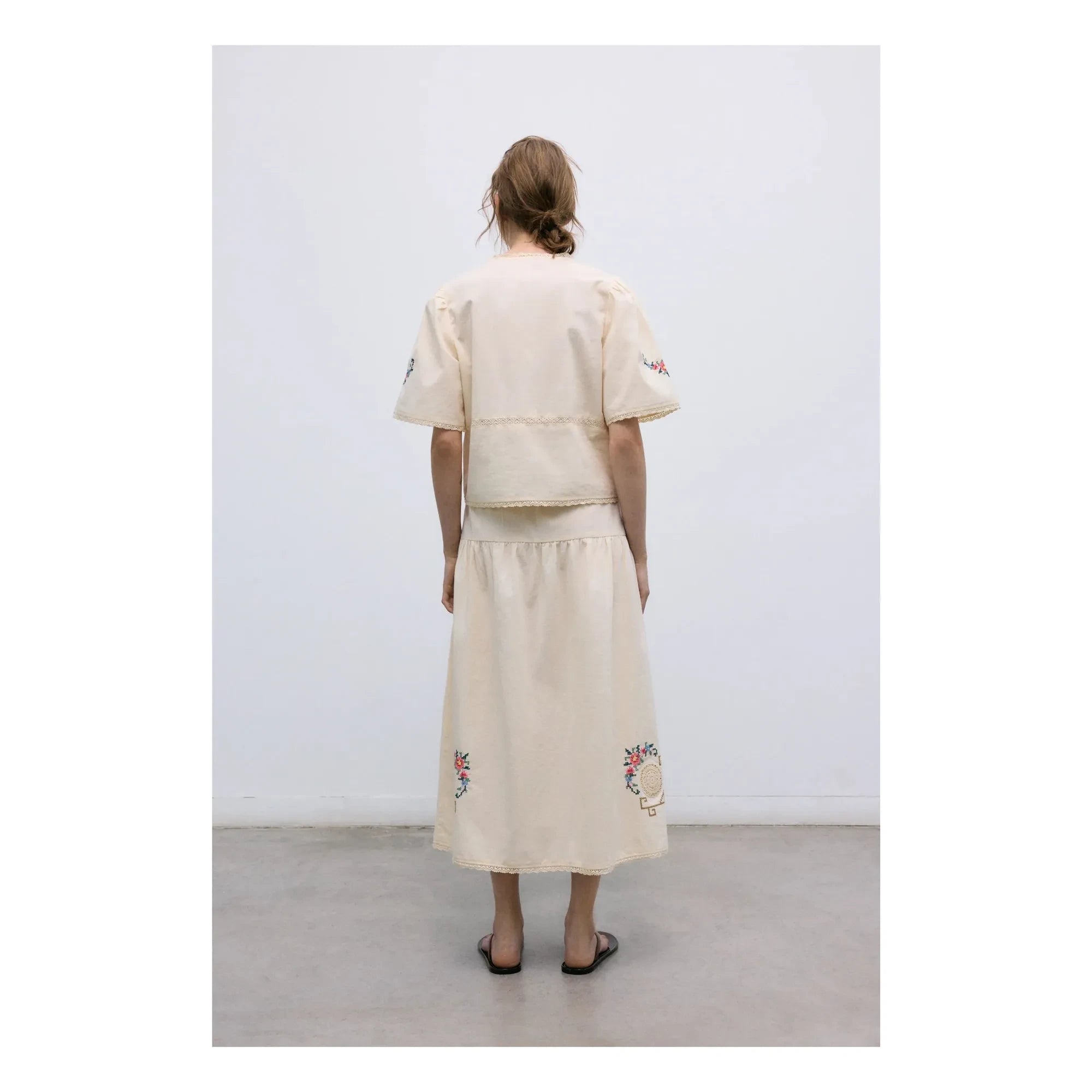 the new society - Narcise Cotton Skirt | Ecru