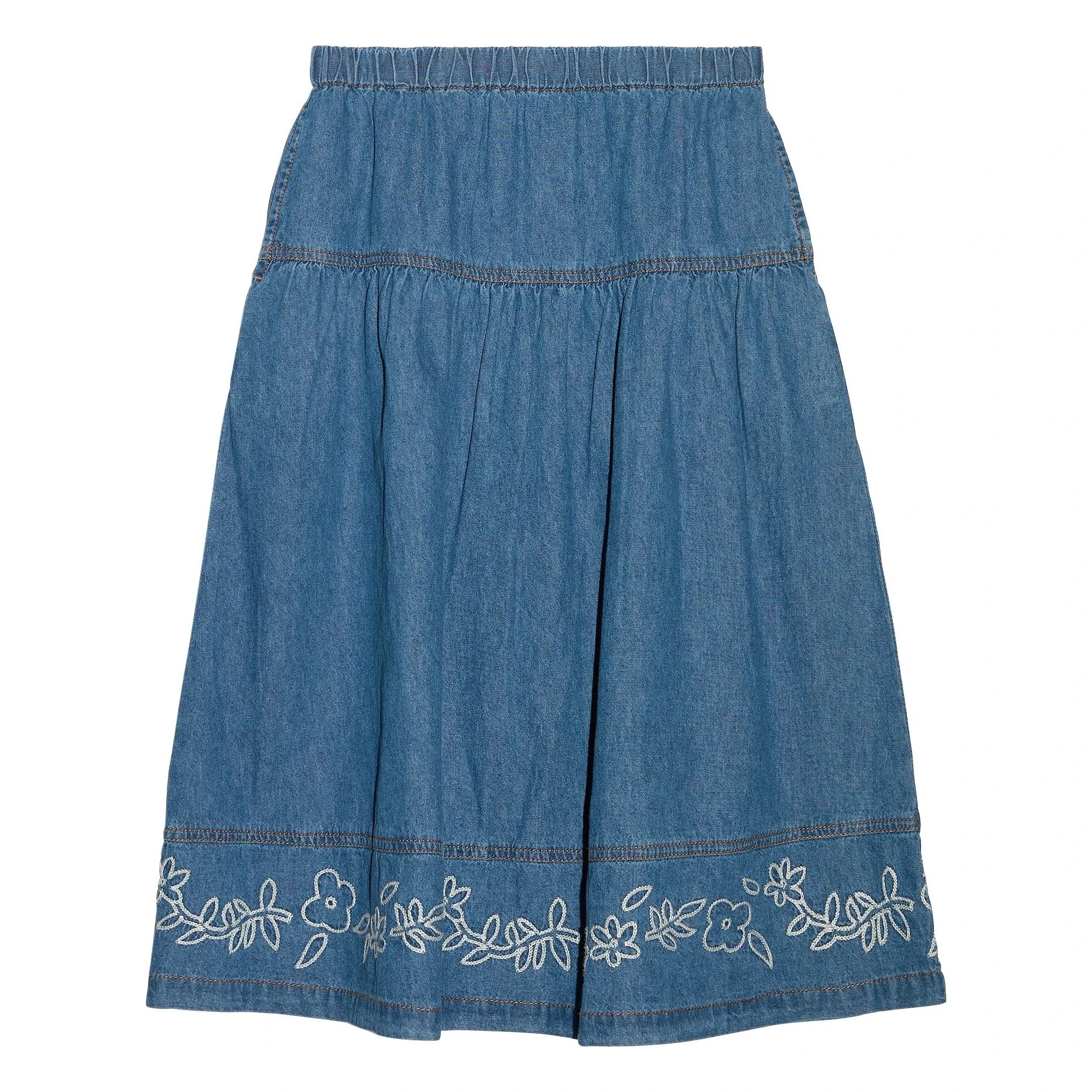 Hundred Pieces - Cally Embroidered Skirt | Denim Blue