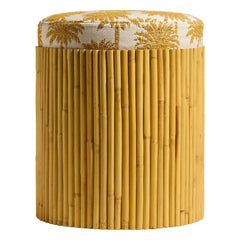 Maison Sarah Lavoine - Riviera Palm Pattern Pouf | Mustard