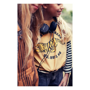 Piupiuchick - Organic Cotton Plush T-Shirt with Tiger Texture | Mustard