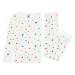 Petit Bateau - Heart Organic Cotton Elastic Pajamas | White