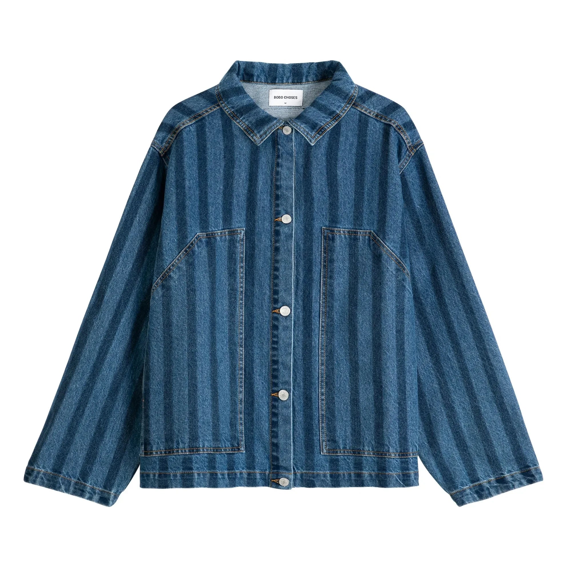 Bobo Choses - Blue Denim Striped Organic Cotton Jacket