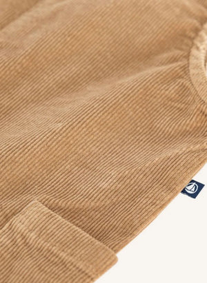 Petit Bateau - Organik Pamuklu Kadife Tulum | Camel