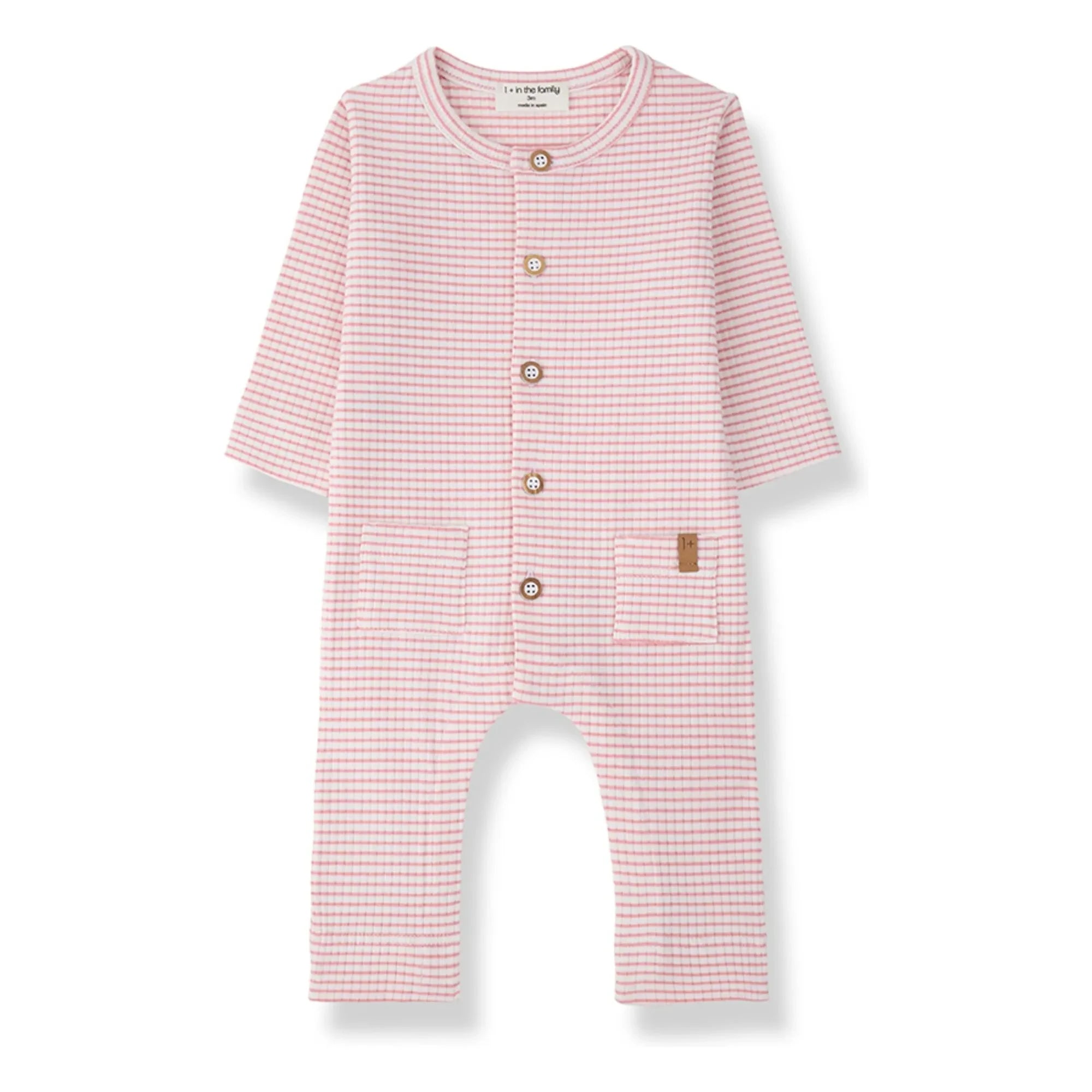 1+ in the family - Striped Cambrils Ribbed Pajama Set | Blush