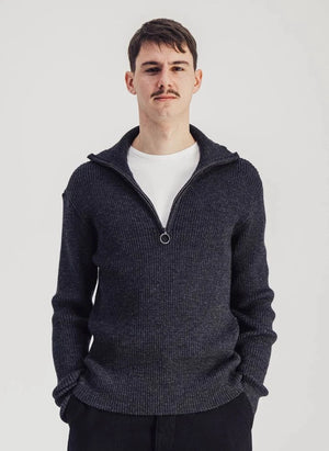 Parages - Wool Knitted Sweater | Dotted charcoal gray