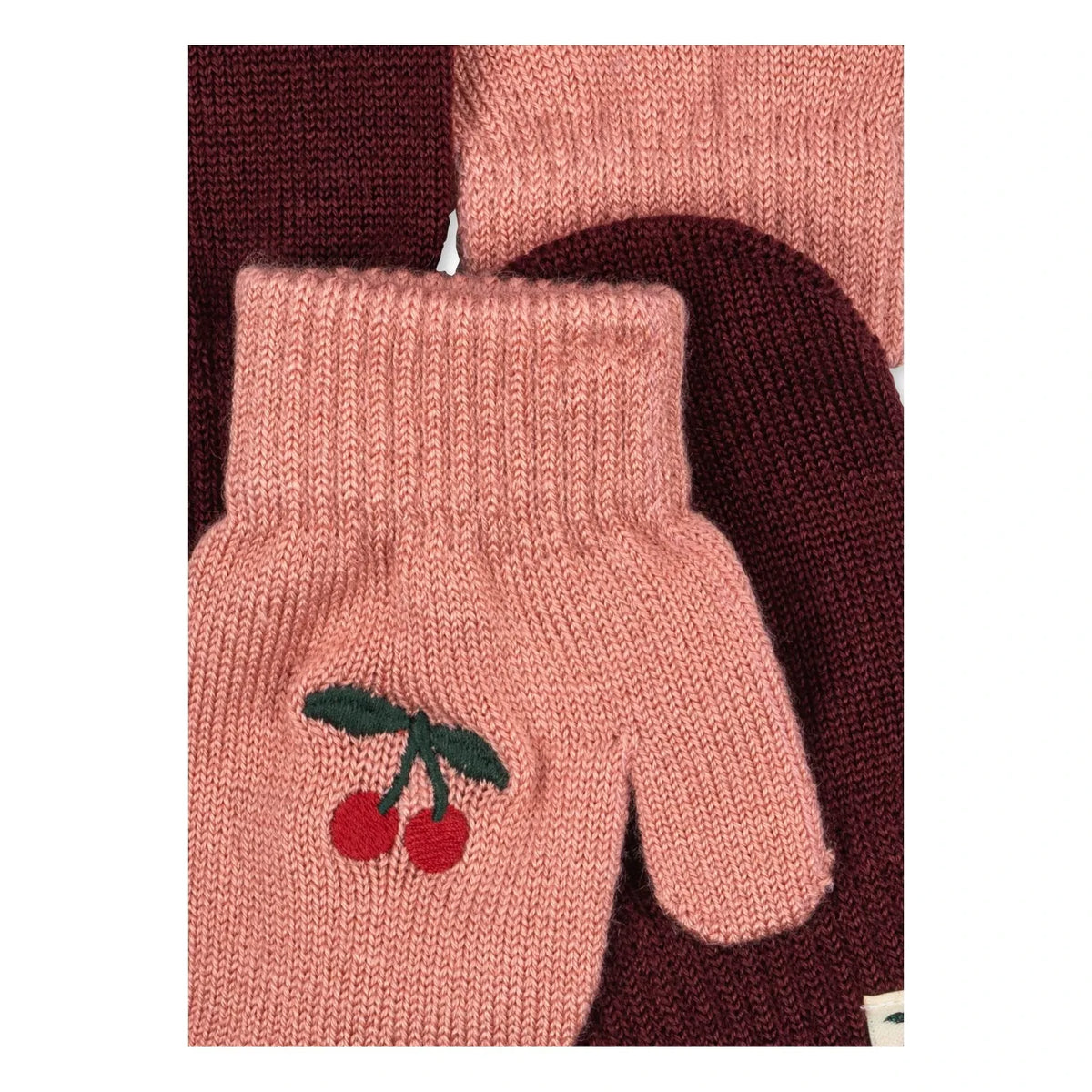Konges Sløjd - 2 Çift Filla Cerises Yün Eldiven | Pembe