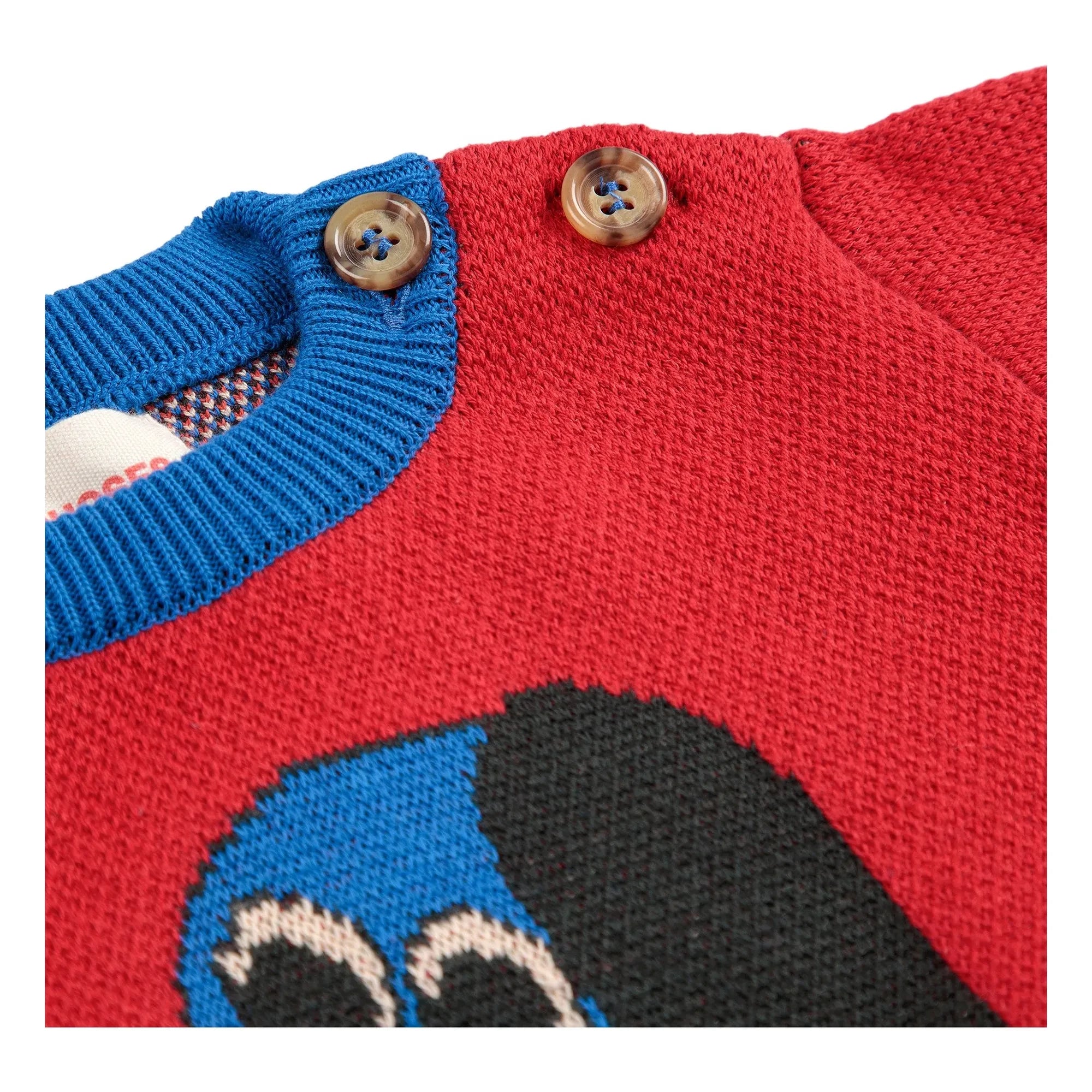 Bobo Choses - Colorblock Organic Cotton Dog Sweater | Red