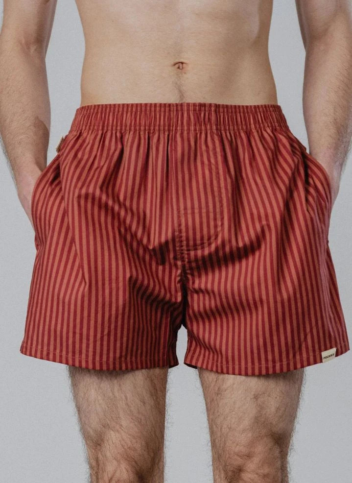 Pockies - Çizgili Boxer Şort | Kızıl Oker