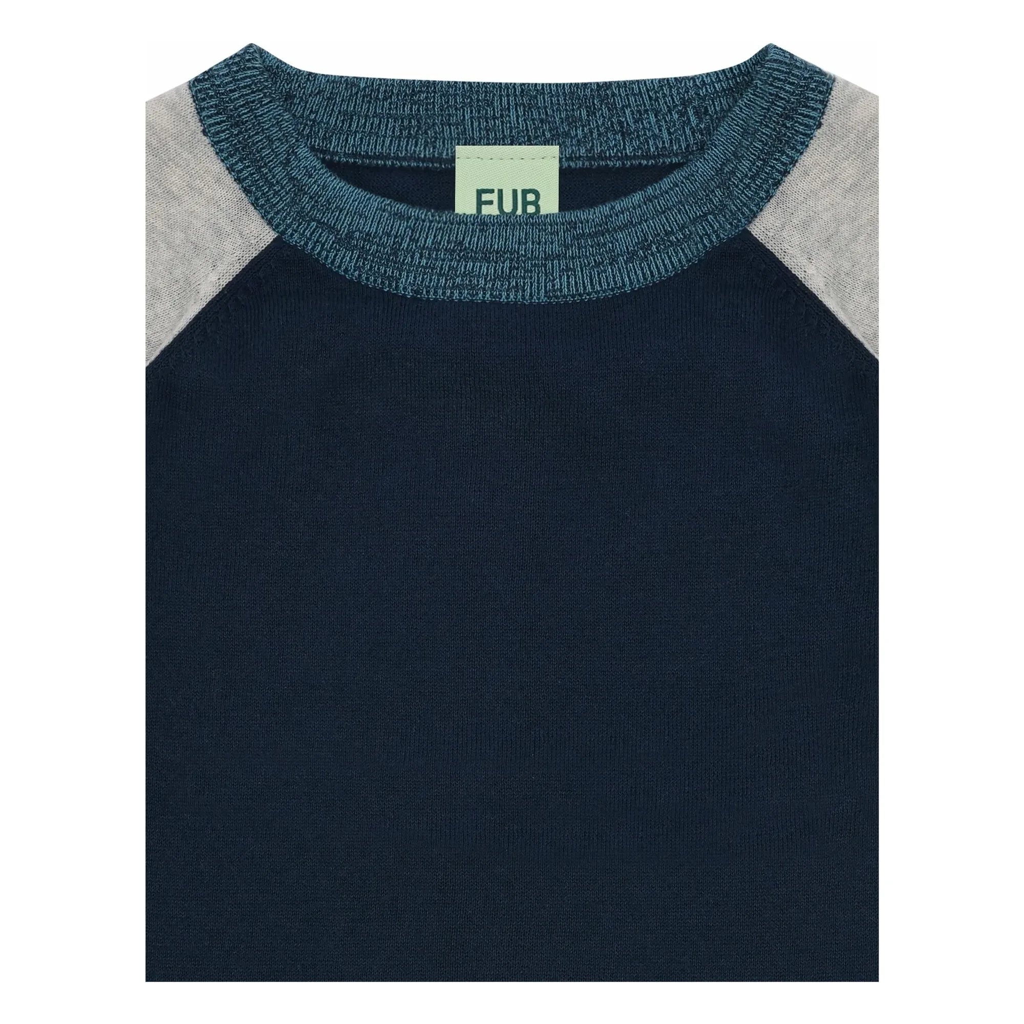 FUB - Color Block T-Shirt Extra Thin Mesh Organic Cotton | Navy Blue