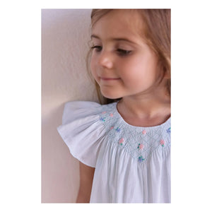Tartine et Chocolat - Striped Floral Gathered Dress | Mint Green