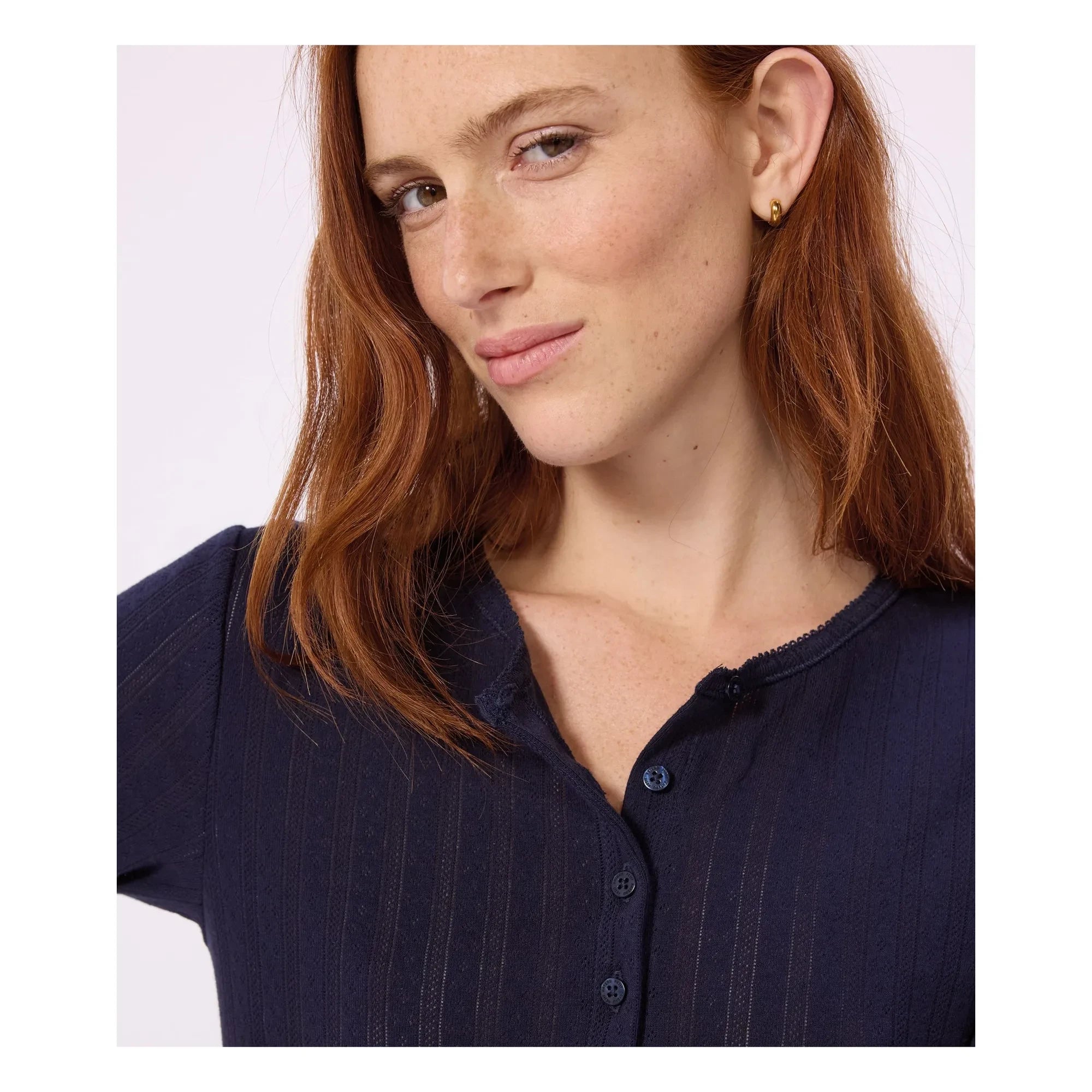 Petit Bateau - Pointelle Turtleneck T-Shirt | Navy Blue