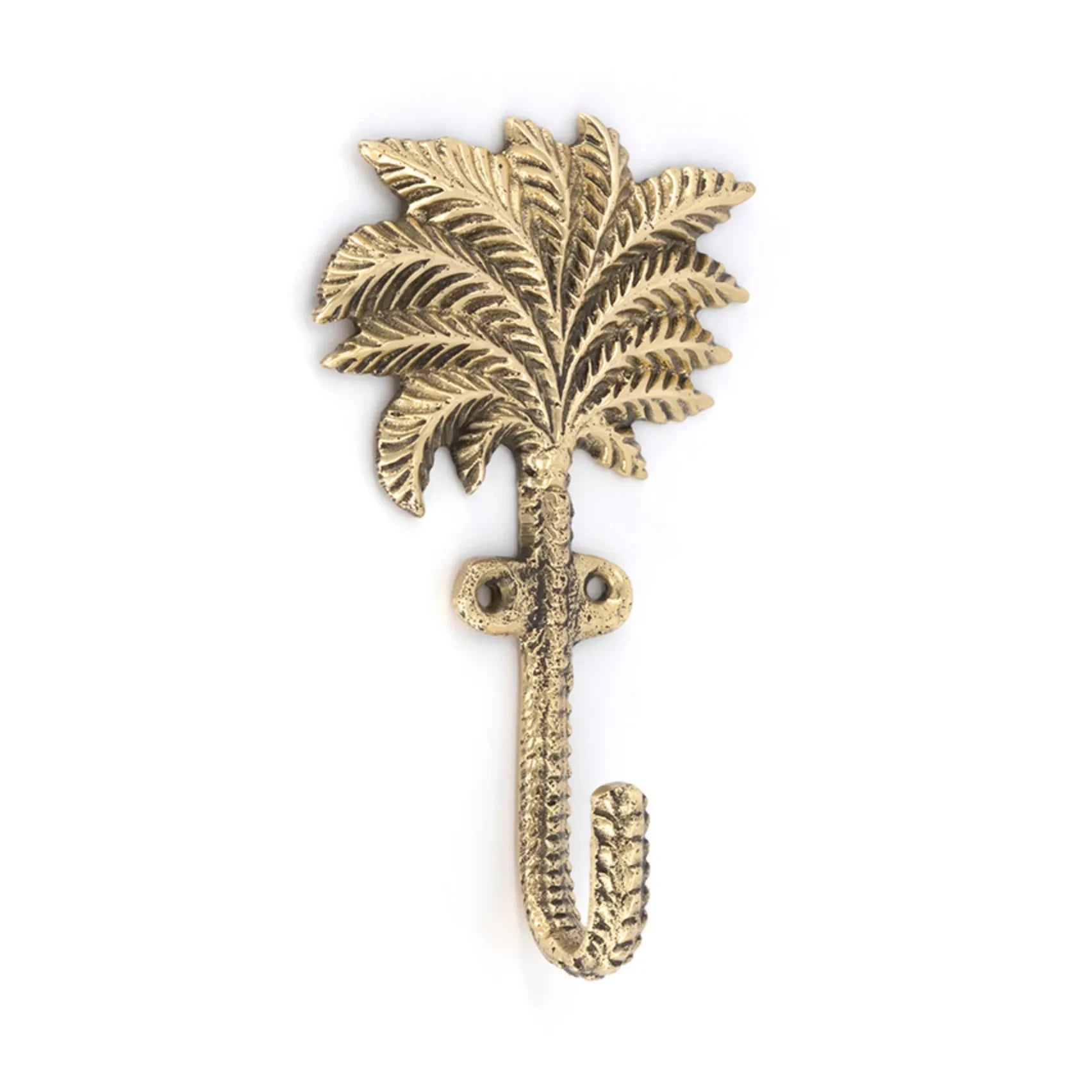 Doing Goods - Devi Palmtree Recycled Brass Coat Hooks - Set of 2 | Gold Brown