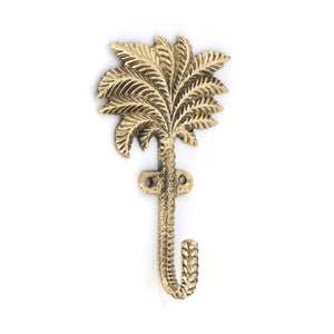 Doing Goods - Devi Palmtree Recycled Brass Coat Hooks - Set of 2 | Gold Brown