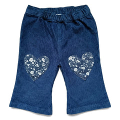 Louis Louise - Holly Hearts Fitilli Kadife Bebek Pantolonu | Lacivert