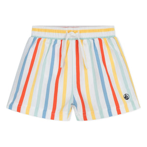 Petit Bateau - Baby Striped Recycled Fiber Swim Shorts | White
