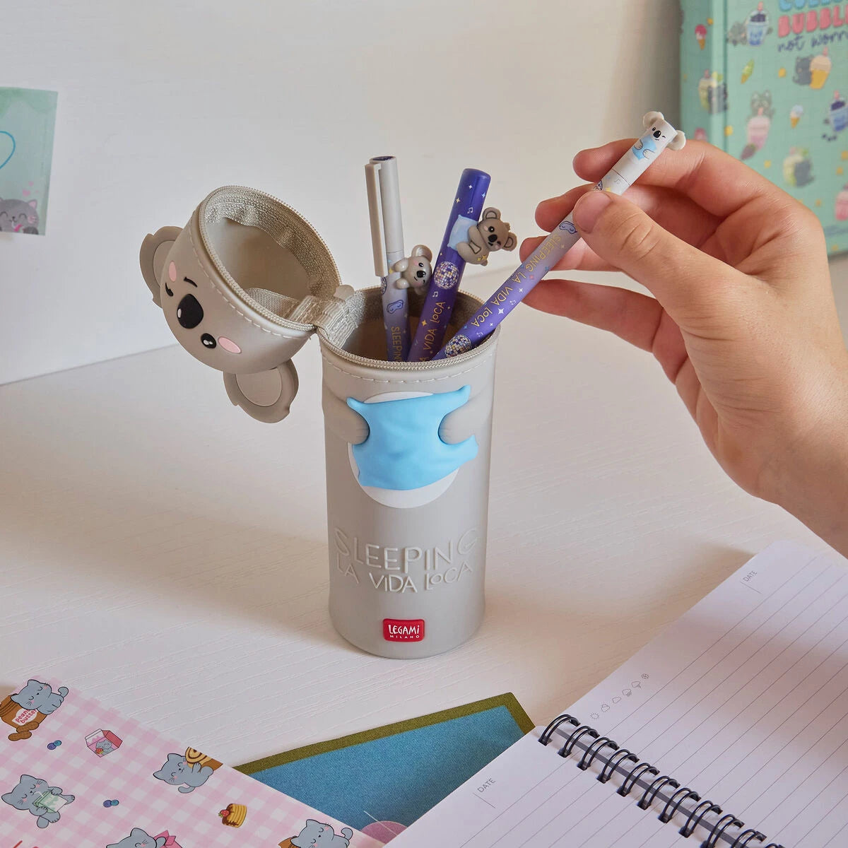Legami - Koala "Sleeping la Vida Loca" 2-in-1 Silicone Pencil Case - Kawaii