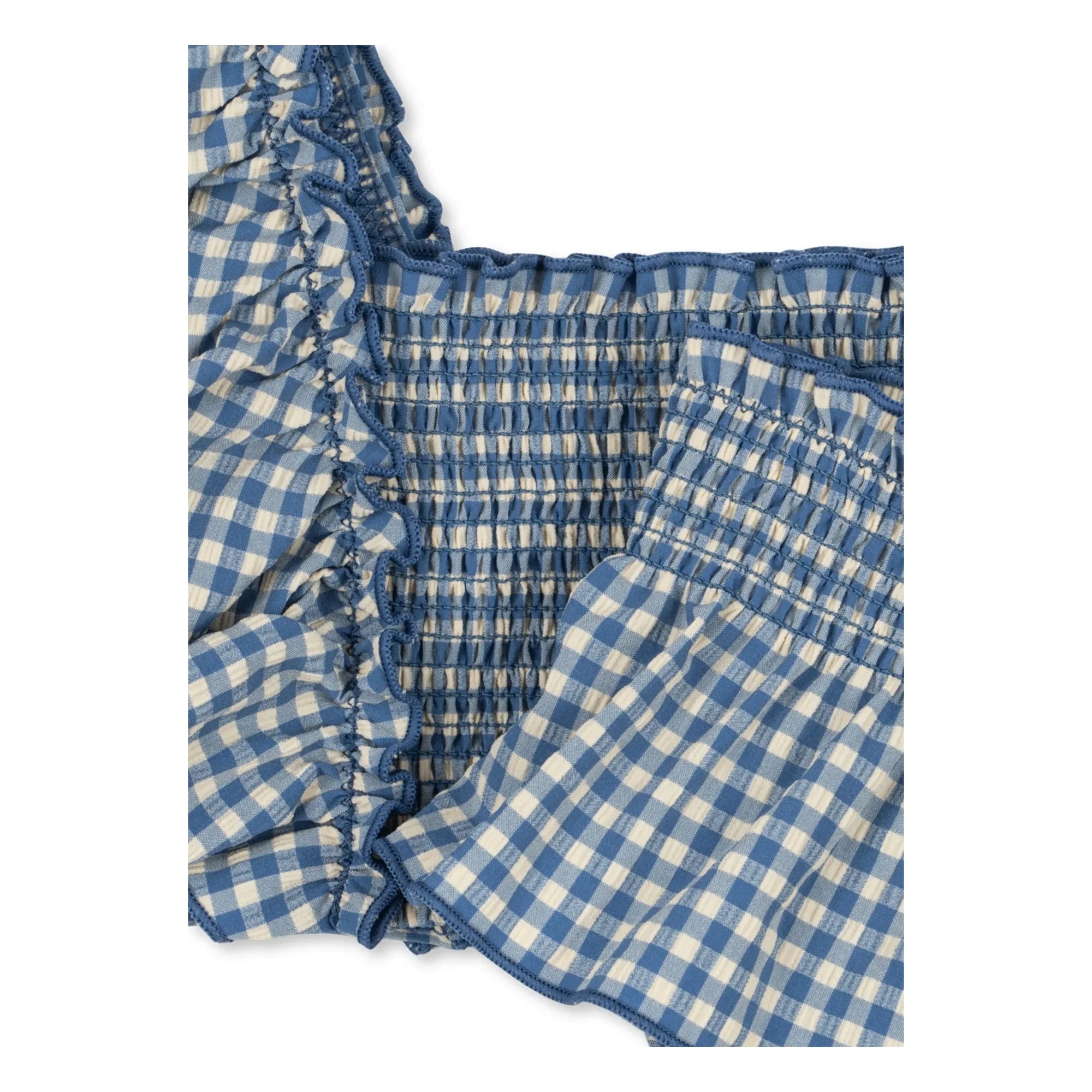 Konges Sløjd - Fresia Carreaux Recycled Fiber Ruffled Swimsuit | Blue