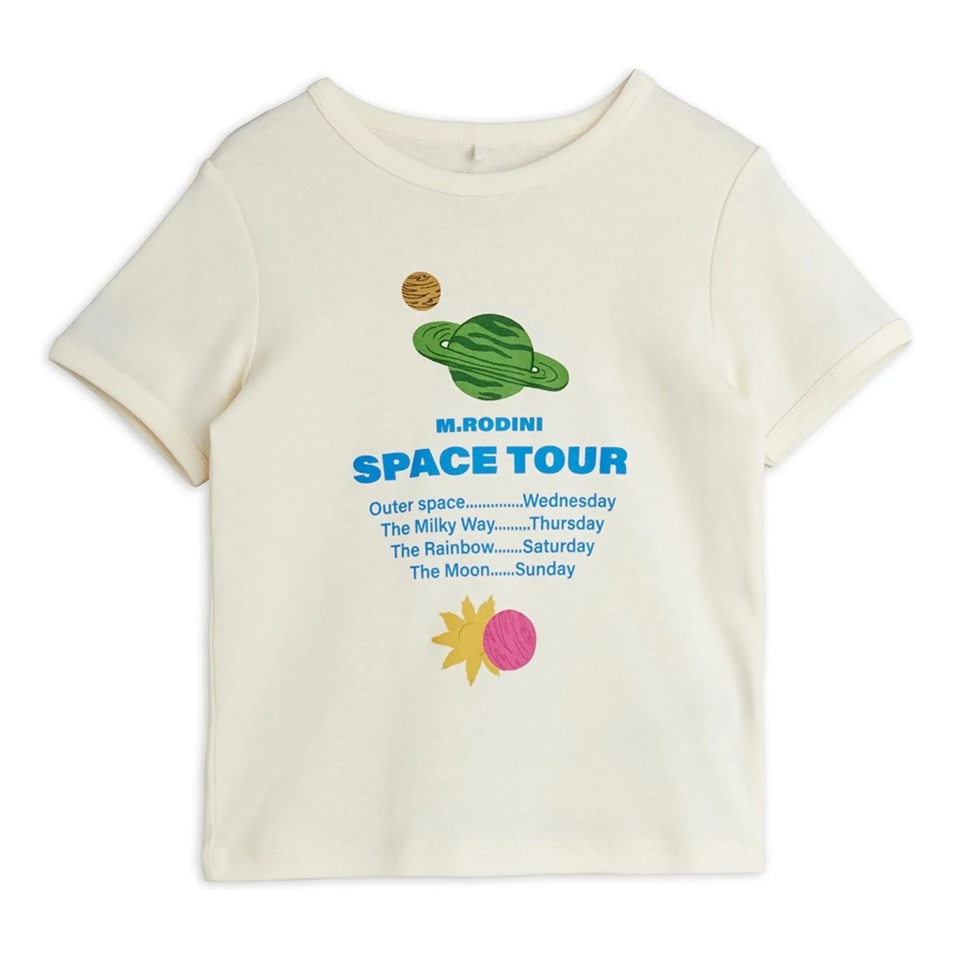 Mini Rodini - Space Tour Organic Cotton T-Shirt | Ecru