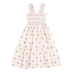 Búho - Strawberry Ruffled Organic Cotton Dress | Pale Pink