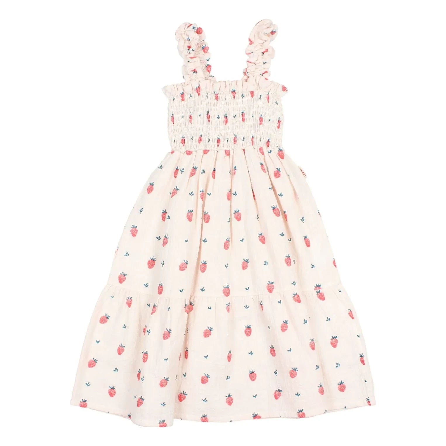 Búho - Strawberry Ruffled Organic Cotton Dress | Pale Pink