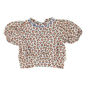 Piupiuchick - Organic Cotton Leopard Crop Top | Ivory