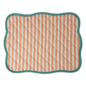 Rice - Striped Quilted American Placemats | Orange