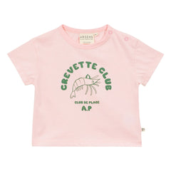 Arsène et Les Pipelettes - Shrimp Club organik pamuklu T-shirt | Soluk Pembe
