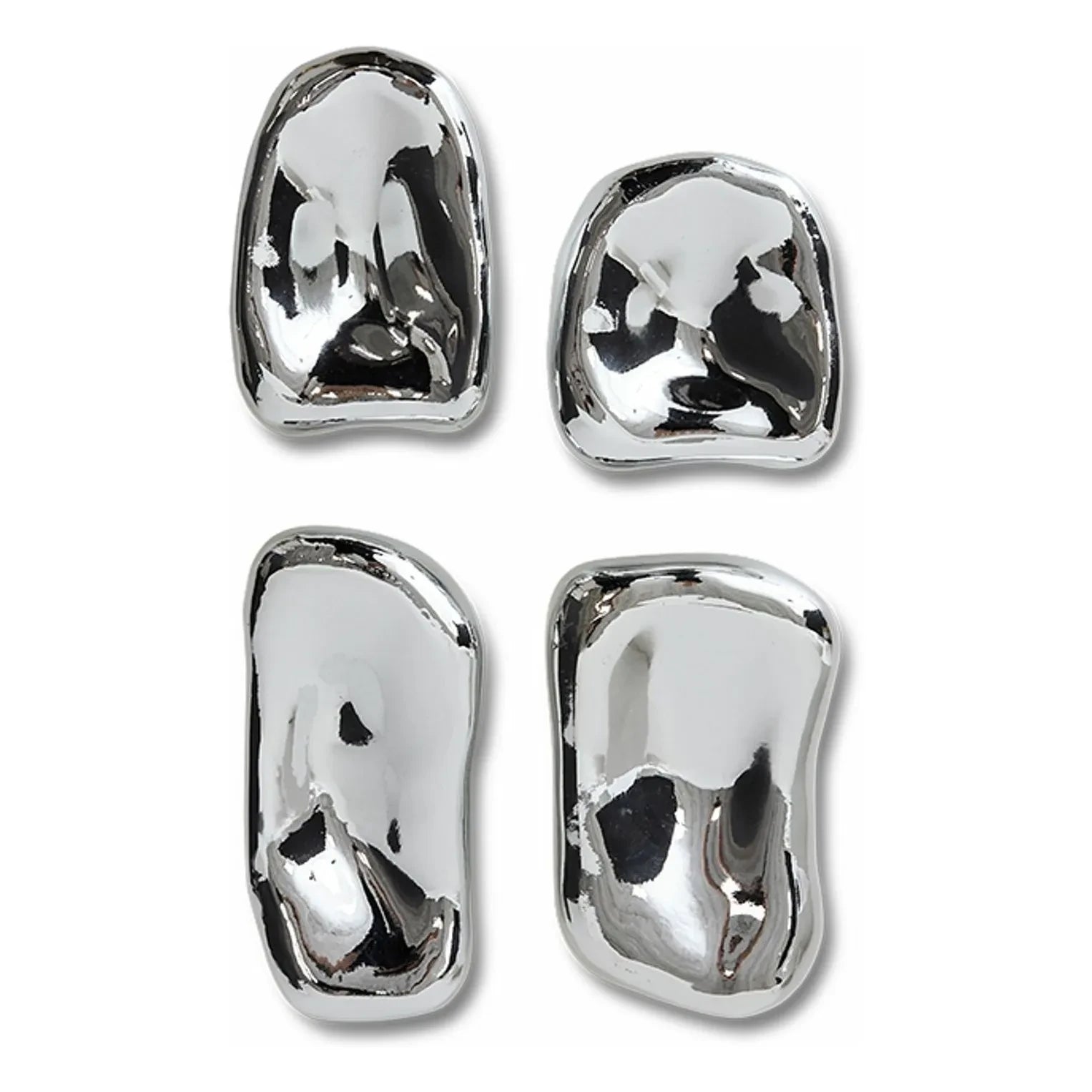 HKliving - Glass Wall Decor - 4-Piece Set | Chrome