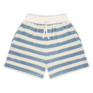Jenest - Robin Striped Organic Cotton Terry Shorts | Blue