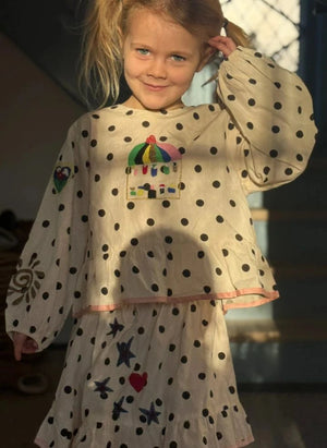 SISSEL EDELBO - Diana Pois Organic Cotton Skirt - Kids Collection | Cream