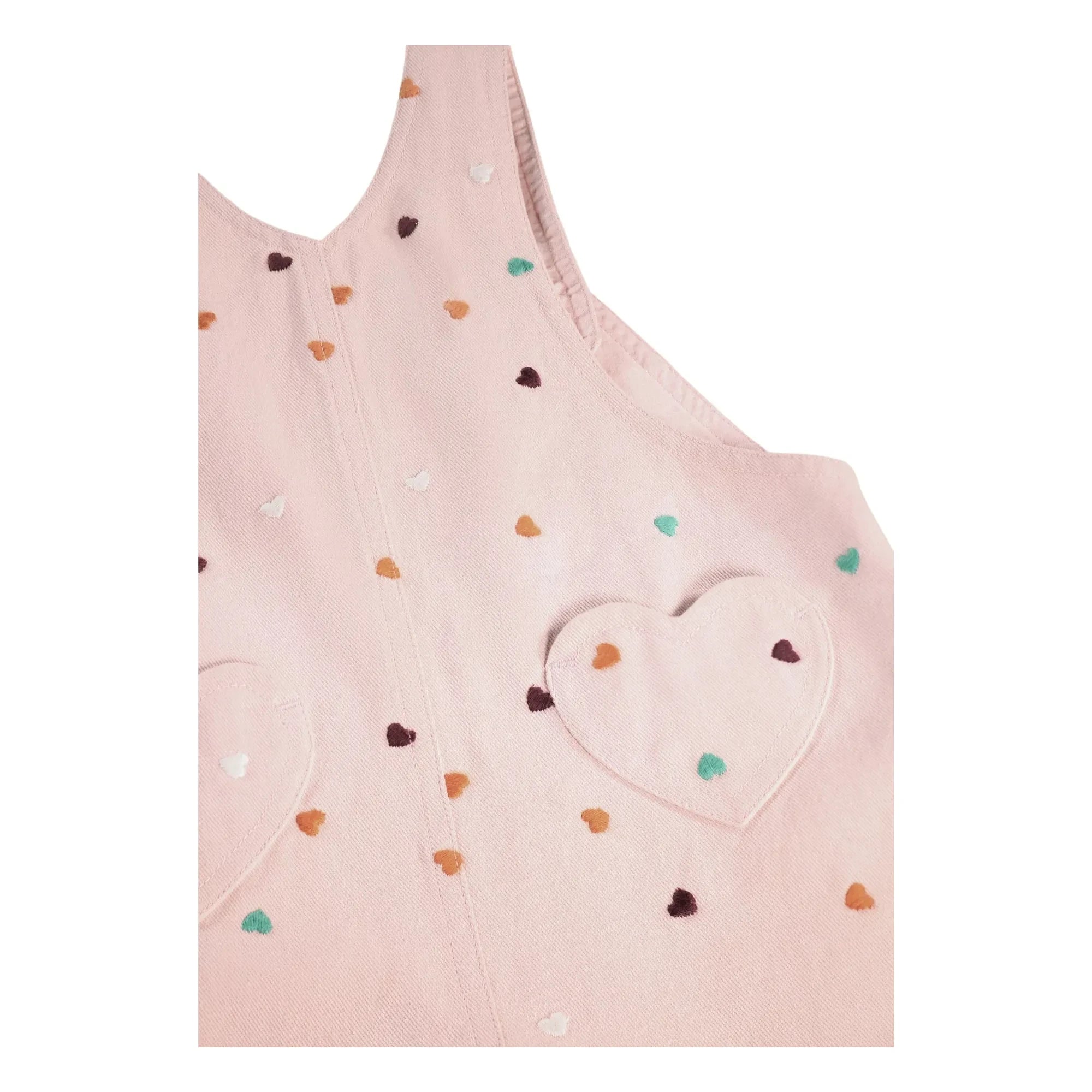 Molo - Sora organik pamuk kalp işlemeli salopet | Pudra pembe