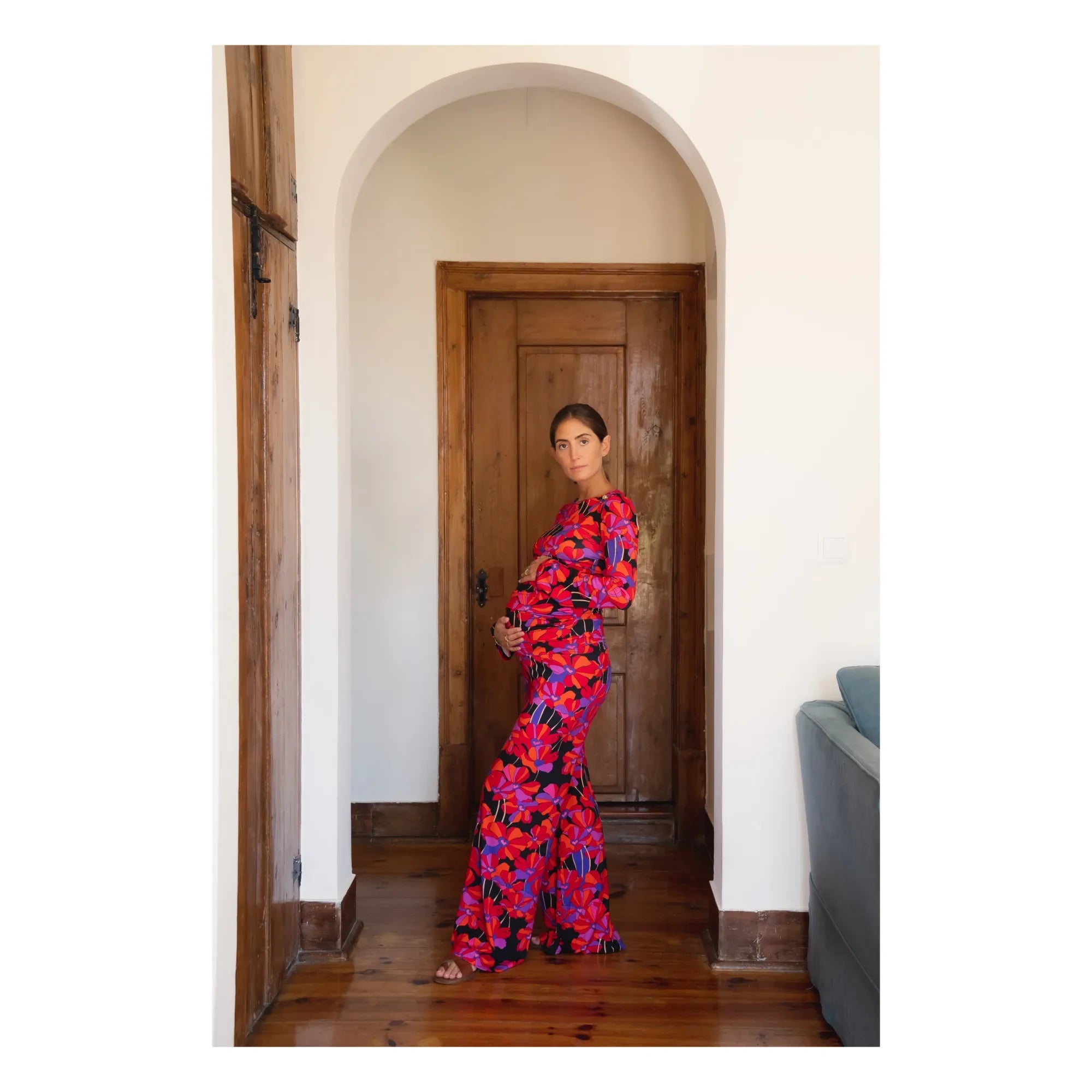 Paloma Collection - Andrea Flower Power Hamile Pantolonu | Kırmızı