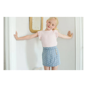 Soor Ploom - Pointelle Ruffled Vichy Organic Cotton T-Shirt | Pink
