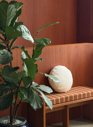 The Socialite Family - Striped Fabric Covered Chiesa Bench | Camel