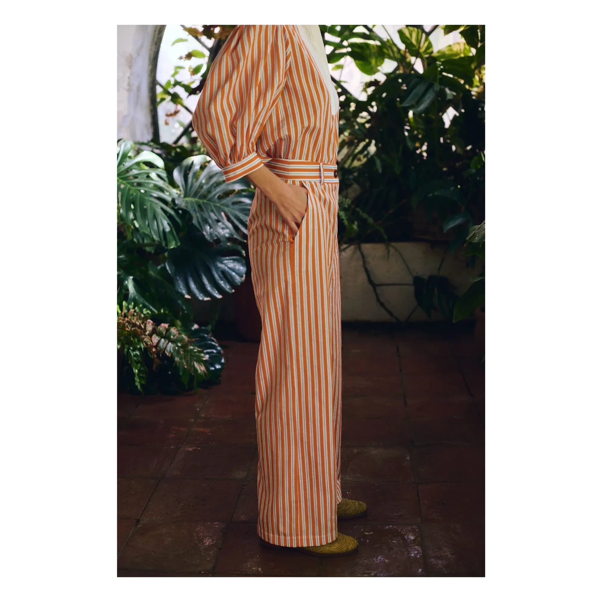 Maria de la Orden - Romeo Cotton Striped Pants | Orange