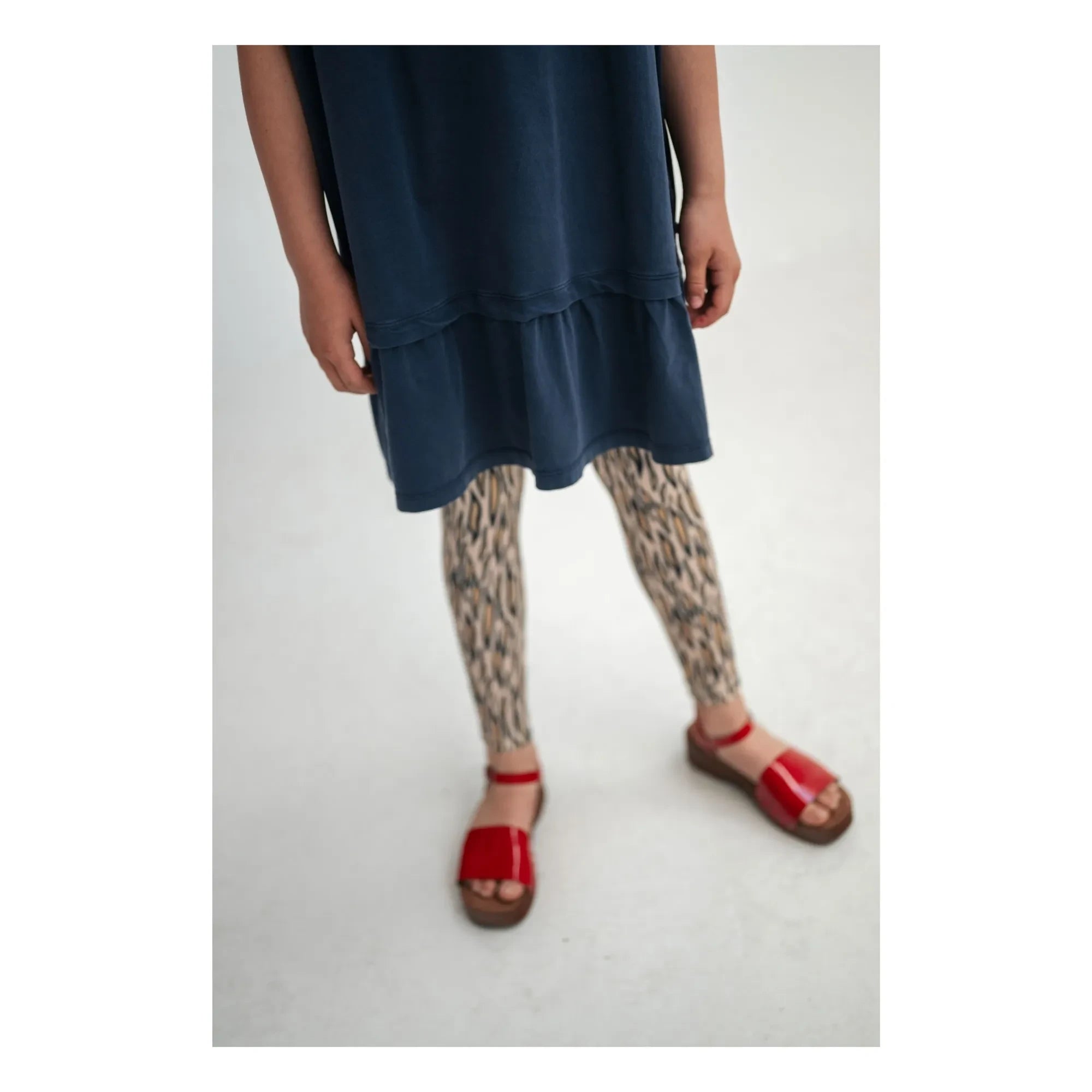 Repose AMS - Organic Cotton Ruffled T-Shirt Dress | Midnight Blue