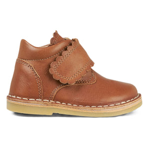 Petit Nord - Scallop Hook-and-Loop Boots | Cognac