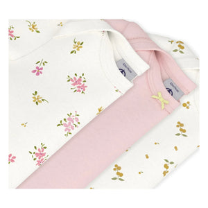 Petit Bateau - Pack of 3 Organic Cotton Floral Bodysuits | Pink