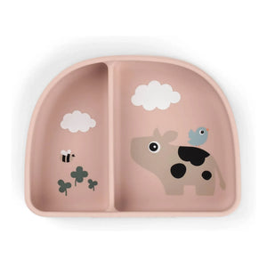 Done by deer - Compartments Suction Bowl Tiny Farm | Pink