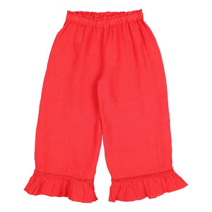 Búho - Linen Ruffled Pants | Red