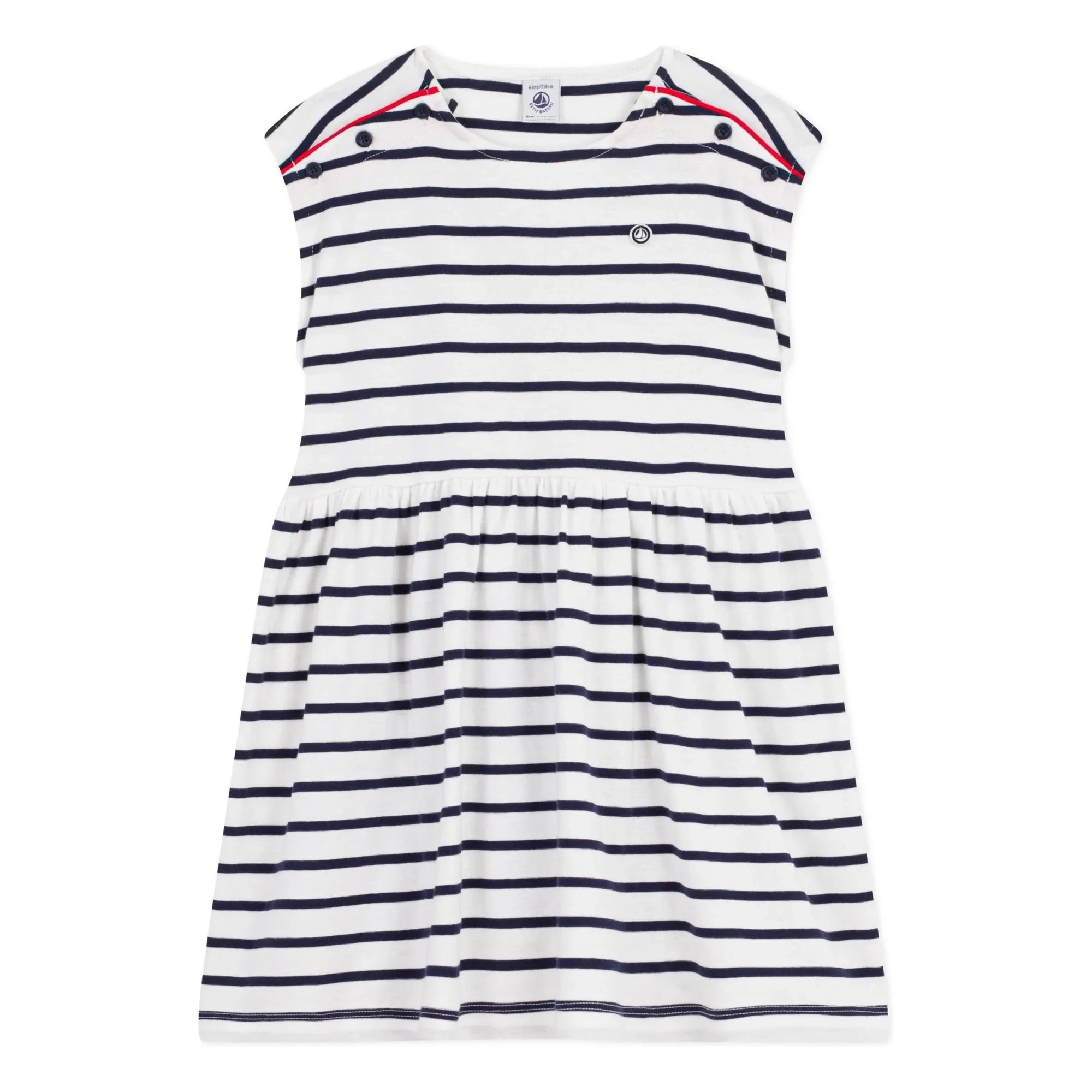 Petit Bateau - Çizgili Kolsuz Elbise | Beyaz